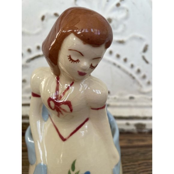 Vintage 1950s Weil Ware California Pottery Lady Double Planter Vase - Picture 4 of 11